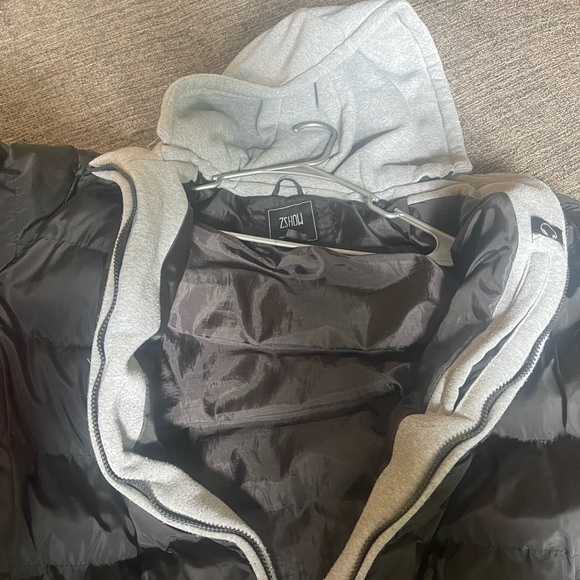 Mens Black ZShow Hooded Puffer Jacket Size L - Picture 3 of 4